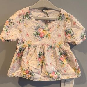 Janie and Jack Floral Kids Top - Pink and Yellow